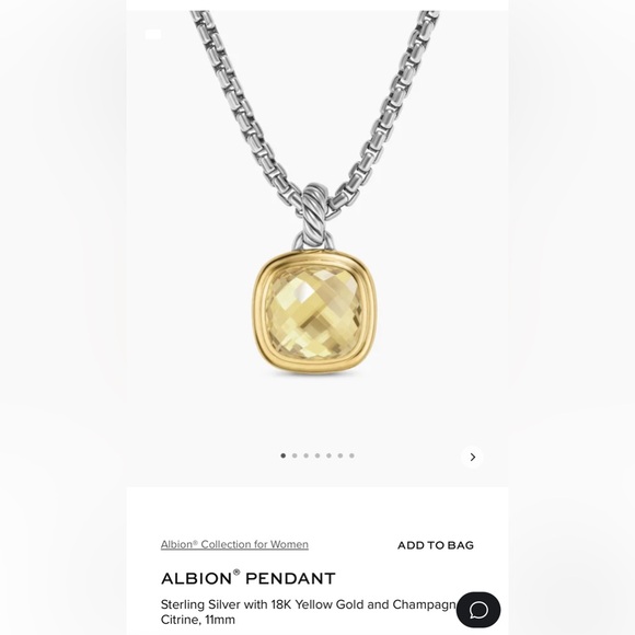 David Yurman Jewelry - David Yurman - Albion pendant necklace with 18” box chain, Champagne Citrine